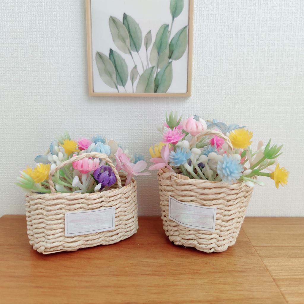 Miniature Dollhouse Woven Basket 1/12 Scale for Dollhouse Playset Wickerwork Handcrafted Wicker Punnet