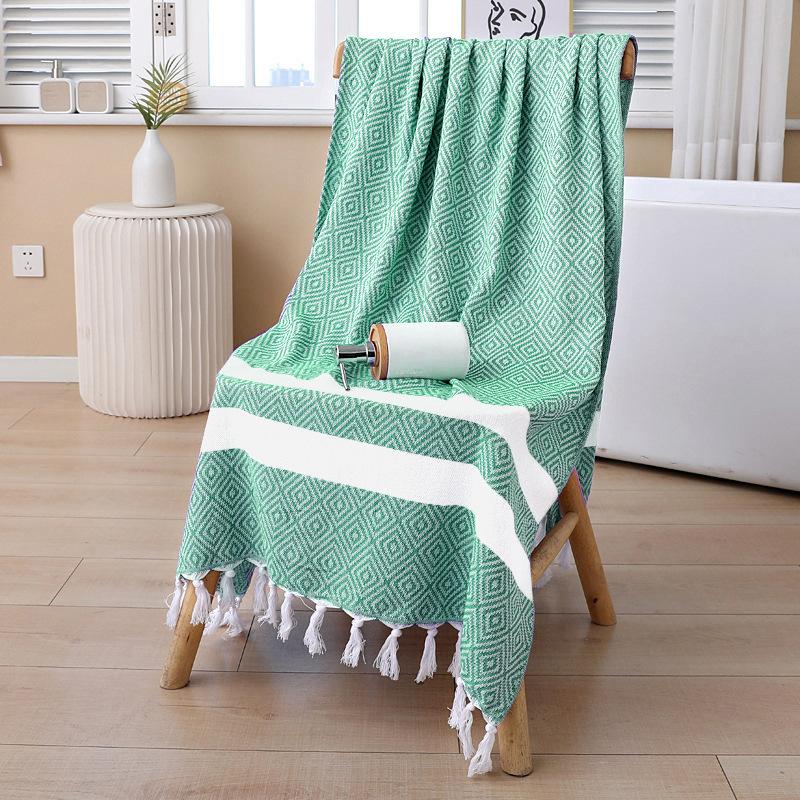 Turkish Tassel Swim Towel - Ultra-Absorbent Quick-Dry Beach Wrap with Sand-Resistant Fabric for Pool & Ocean