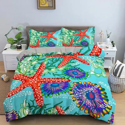 Ocean Duvet Cover Set King Queen Sea Marine Twin Bedding Set Underwater Animal Cartoon Octopus Dolphin Polyester Quilt Cover