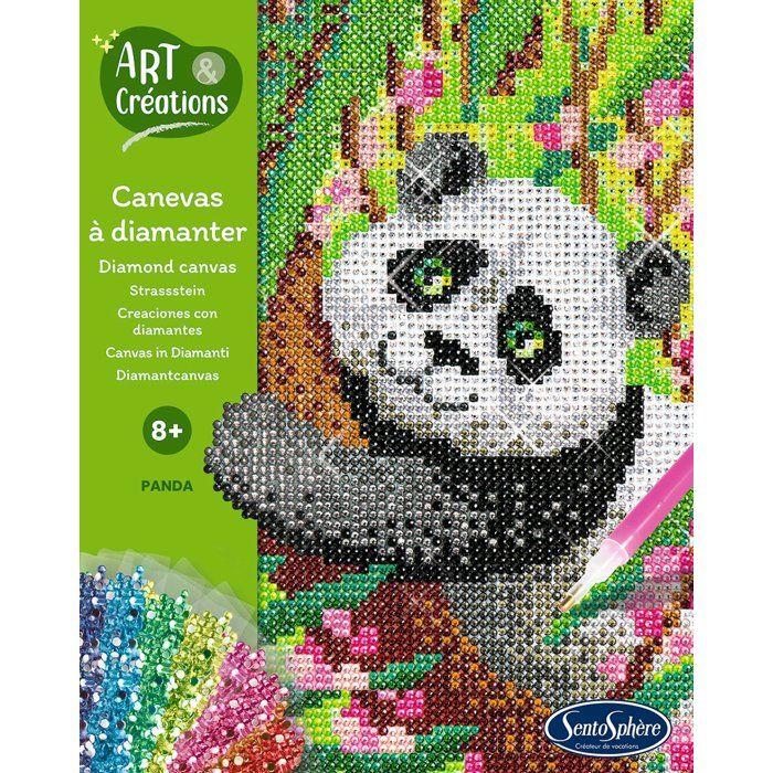 Creation Based On Mini Rhinestones - SENTOSPHERE - Art &; Creations - Diamond Painting Canvas - Panda - From 8 Years
