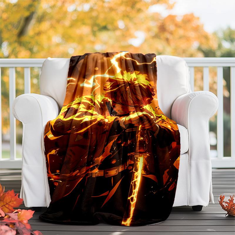 1pc Agatsuma Zenitsu (2) Theme Blanket - Digital Print, Polyester, Cozy for All Seasons, Perfect for Outdoor, and Travel