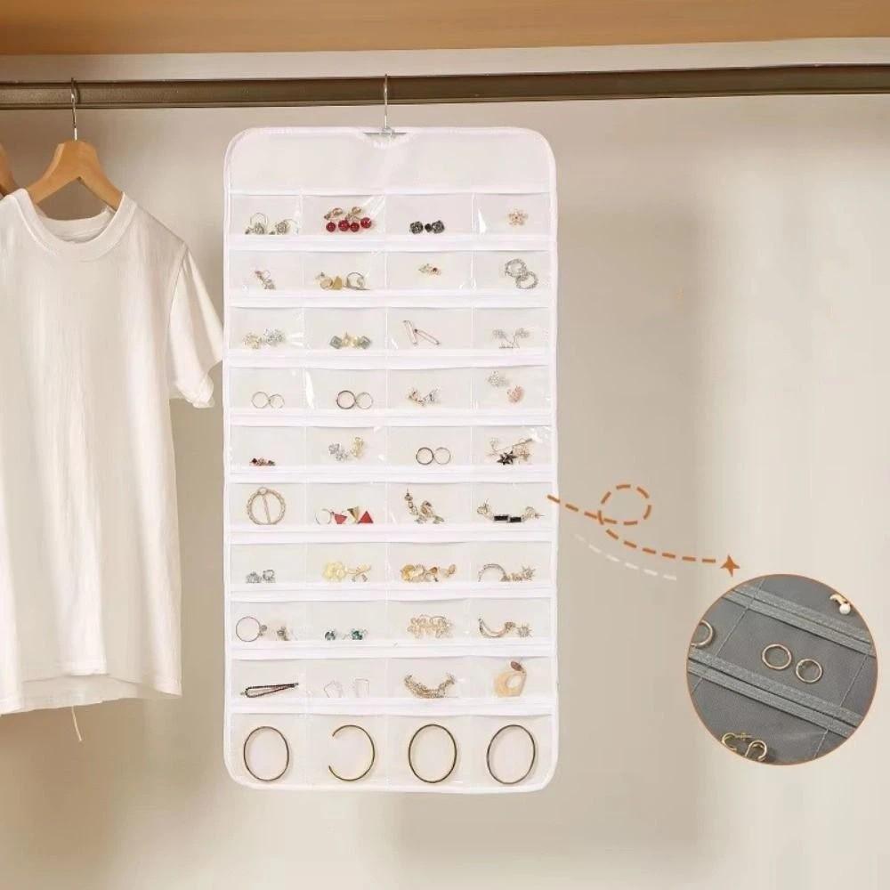 Non-woven Jewelry Storage Bag Large Capacity Transparent Women Jewelry Organizer Delicate Foldable Hanging Storage Bag