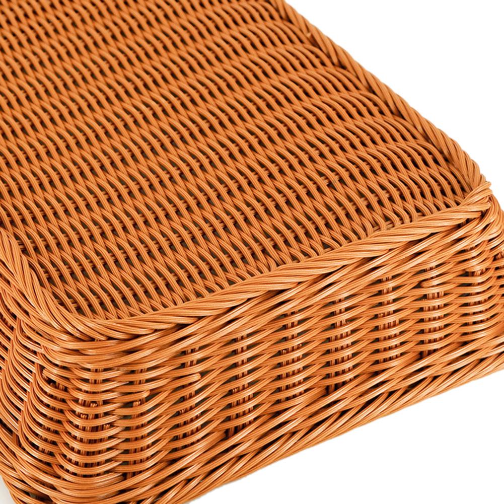 Ratten Woven Bread Basket Rectangular Fruit Baskets Food Serving Holders for Vegetables Home Kitchen Restaurant Outdoor Picnic
