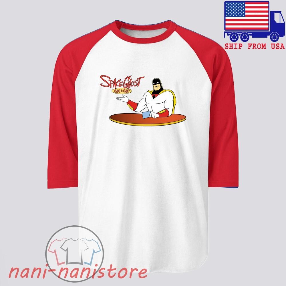Space Ghost Coast to Coast Men#039;s Raglan Red Size S2XL Unisex T-Shirt M
