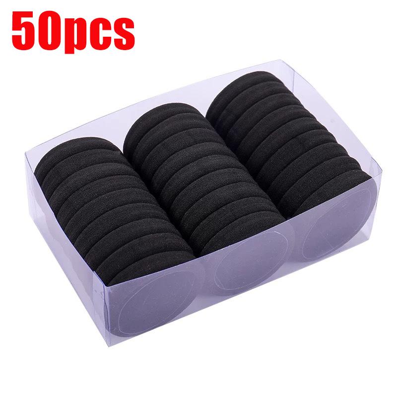 

50/100 шт. Черные резинки для волос для мужчин, женщин, девочек, повязка на голову, высокоэластичная резинка, резинки для волос, держатель для хвостика, скранчи, аксессуар