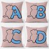 Pattern Cute Cute Cat Hugging English Letters Cushion Cover Daily Washable Linen Pillowcase Soft For Sofa Bed Home Room Decor