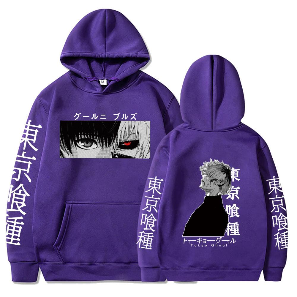 Ghost Graphic Cartoon Japanese Anime Print Pattern Hooded Sweater Male Hoodie Casual Hip-Hop Top