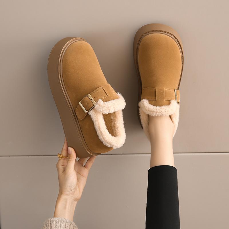 New Winter Korean Version Retro Versatile Student Bread Shoes Non-slip and Comfortable Cotton Shoes Women Wear Velvet Warm Cotton Shoes