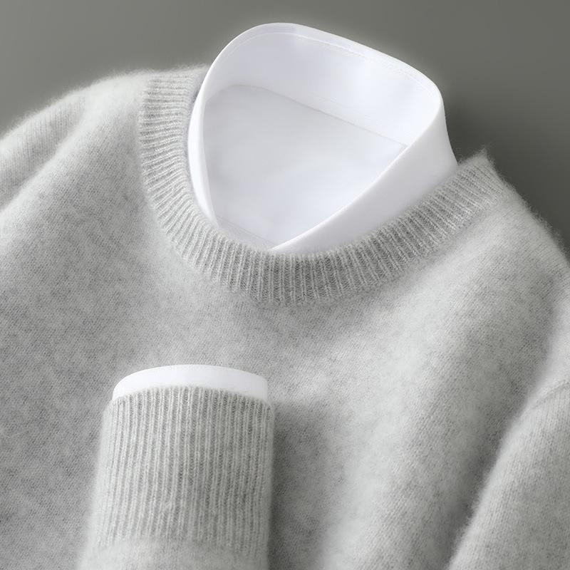 Men s 100% Pure Wool Half-High Collar Thick Knit Pullover Sweater Double Extra Large