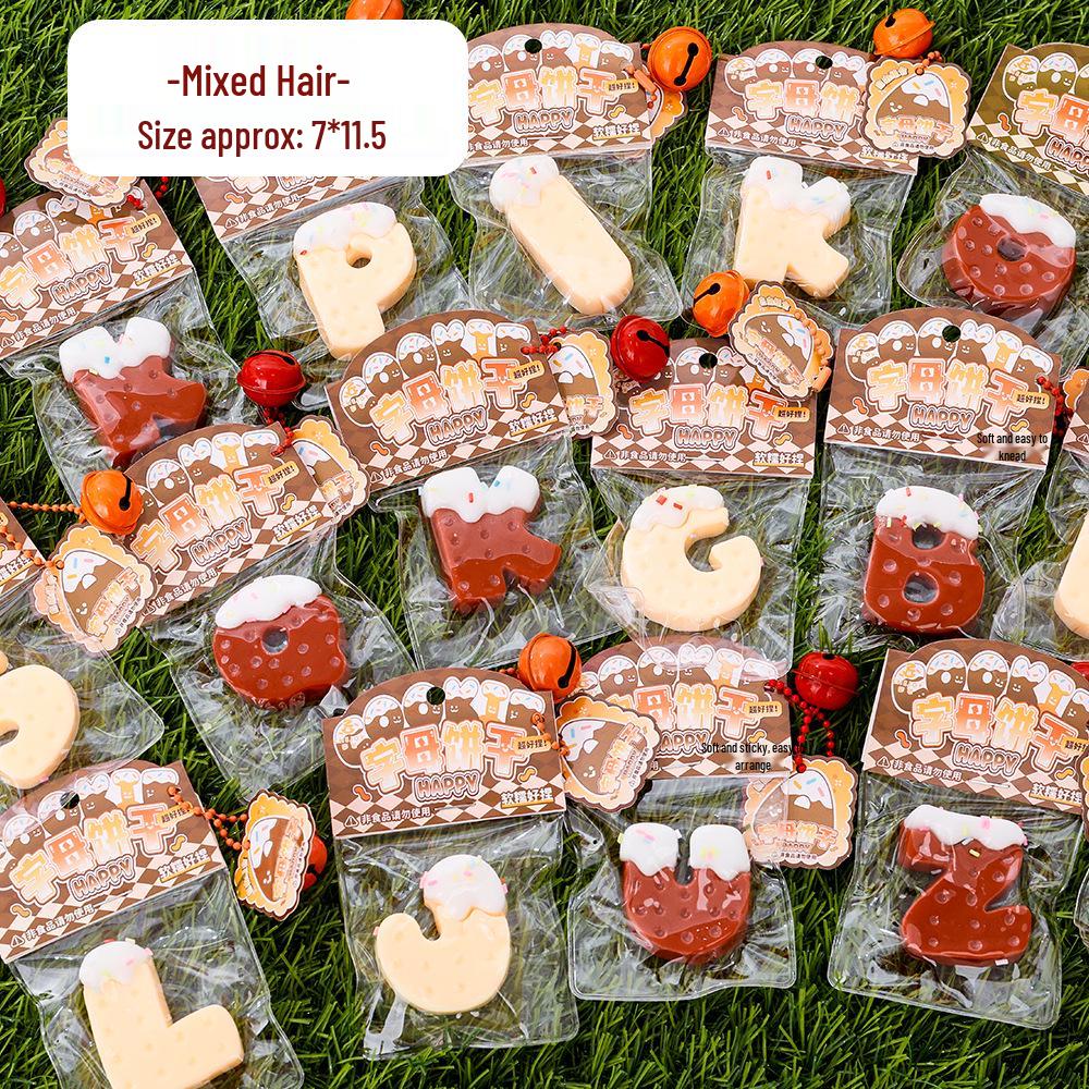 Creative Letter Biscuit Stress Relief Squeeze Toy for Kids - Cute, Realistic Food-Inspired Cartoon Toy