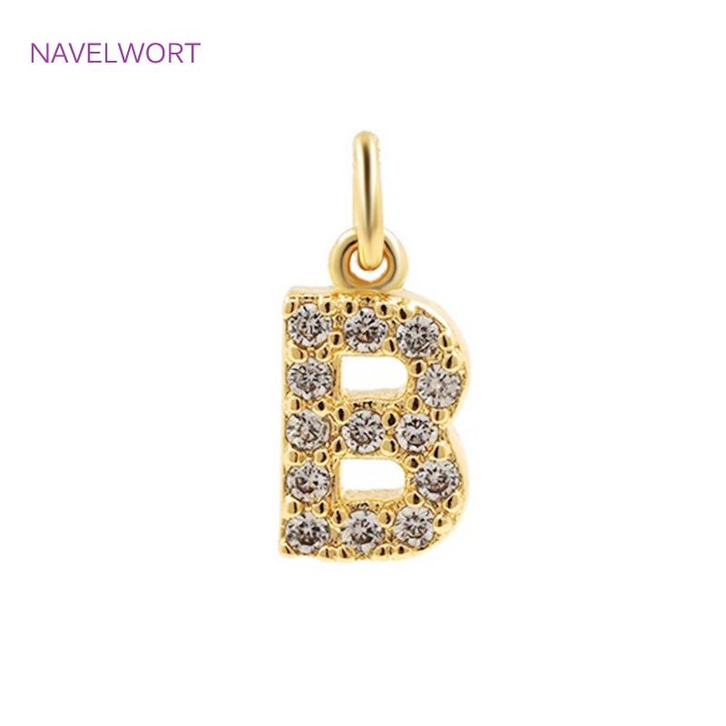Luxury 18K Gold Plated Brass Inlaid Zircon 26 Letters Pendant Charms For Necklace Earring jewelry Making DIY Jewelry Accessories