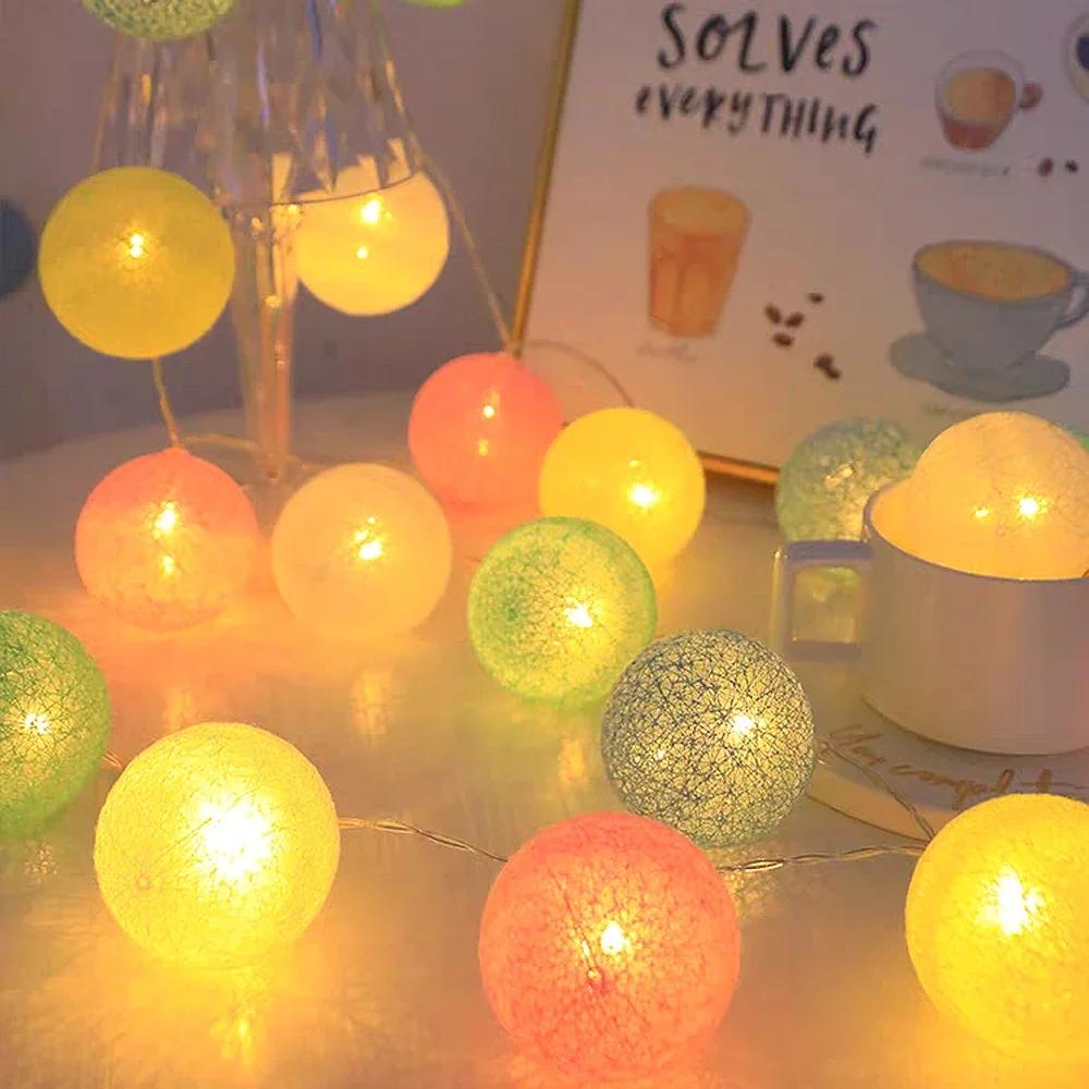 20LED Ball String Lights Lantern Rattan Battery or USB Control Wedding Christmas Decor Lighting Home Party Garden Ornament Lamps