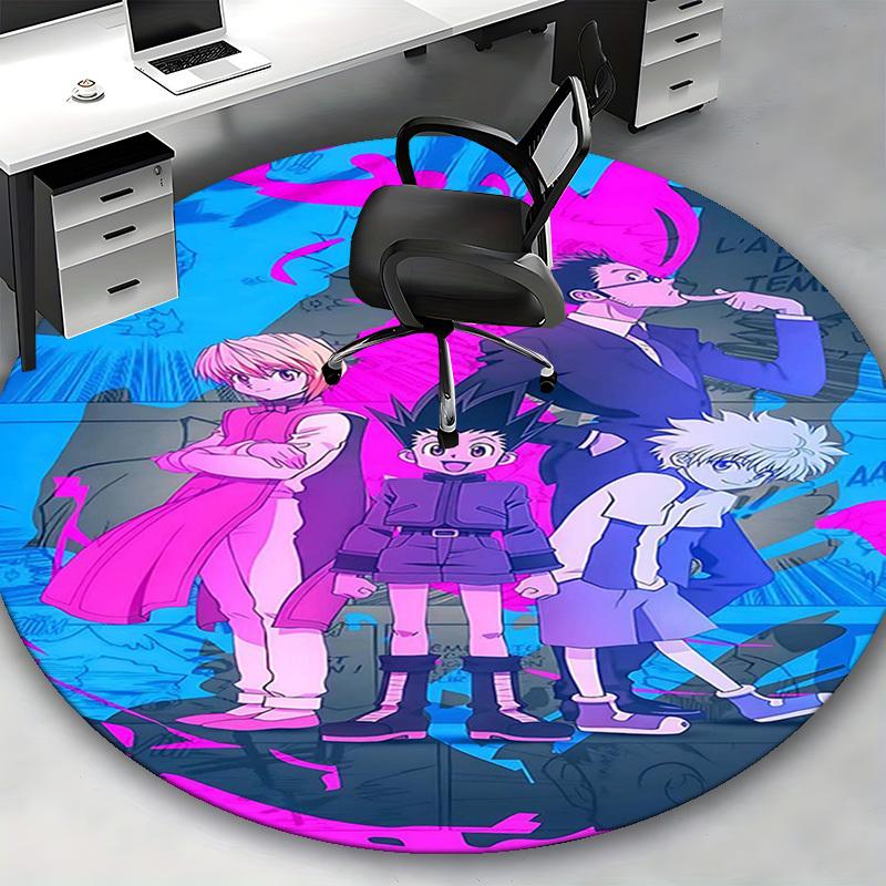 1pc Anime Cartoon Design Round Carpet Office Chair Mat, NonSlip Rug for Home Decor, Living Room, Bedroom