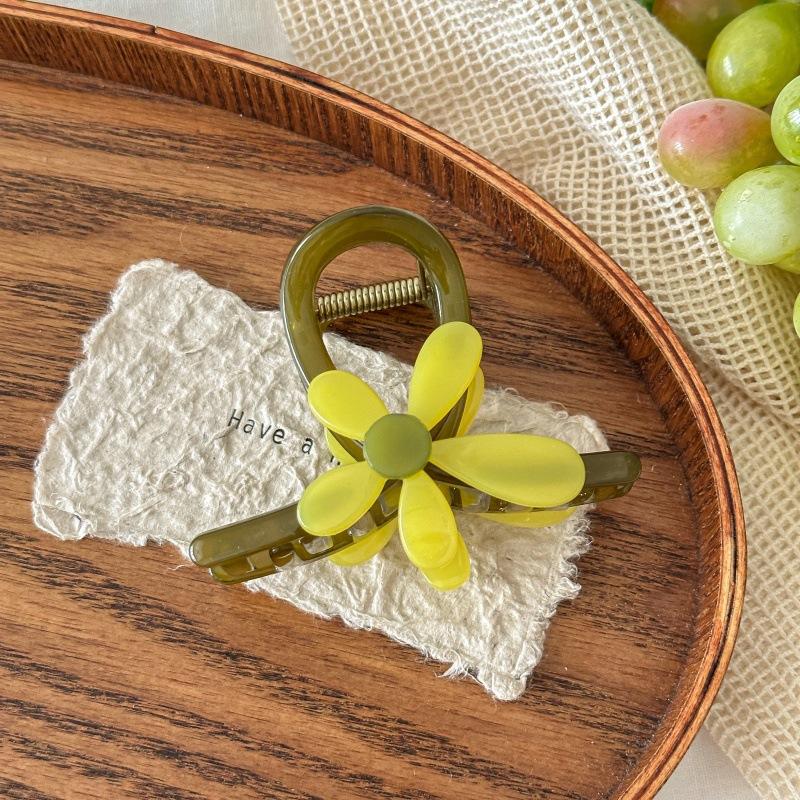 

Новый милый акриловый зажим-краб для волос в виде цветка для женщин Элегантные заколки-акулы для волос Заколка для волос Модные аксессуары для волос Головной убор Подарки зелёный