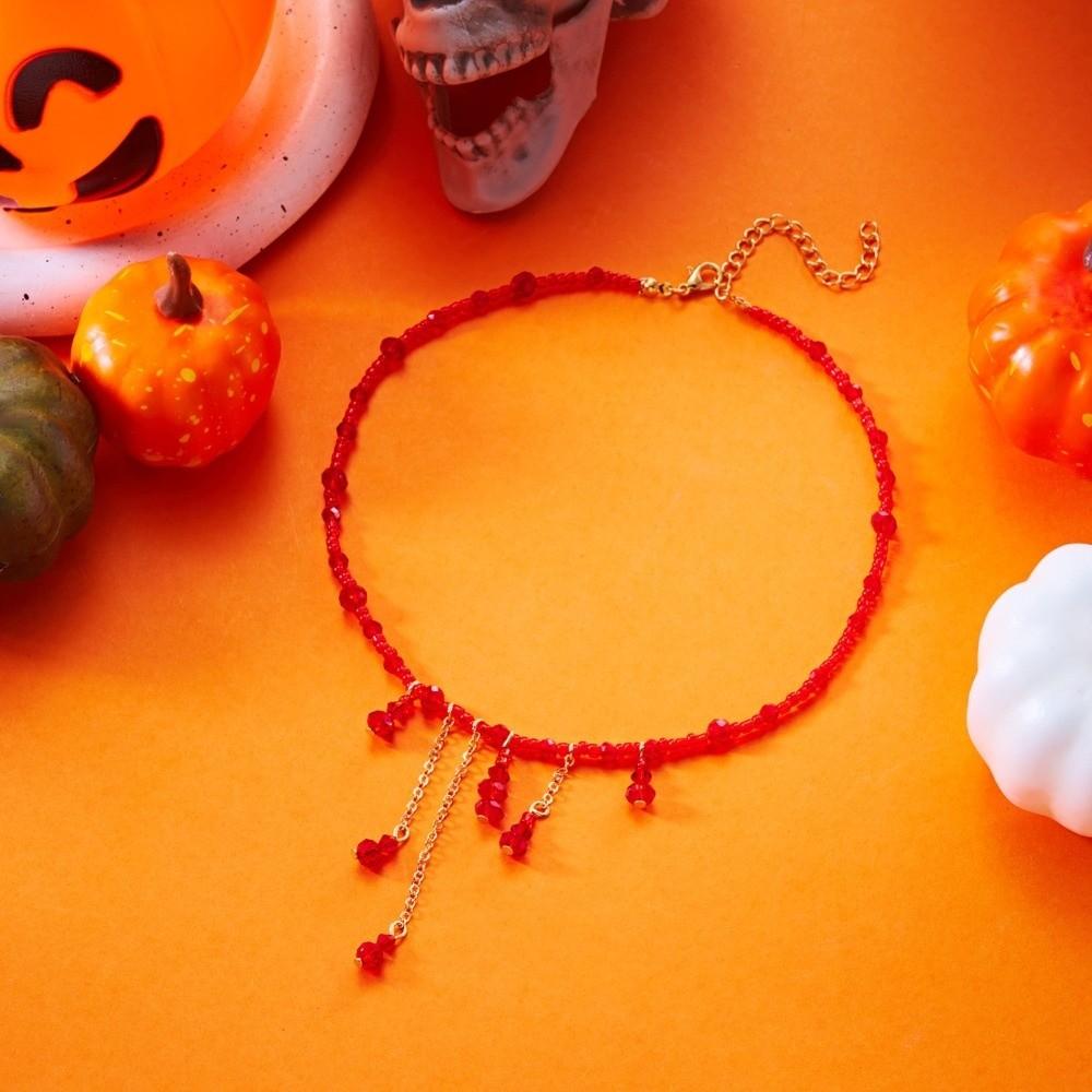 Tassel Blood Drop Necklace Red Halloween Choker Retro Halloween Collarbone Chain  Girl