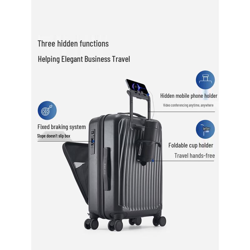 OIWAS Front-Open Carry-On Luggage with USB Charging