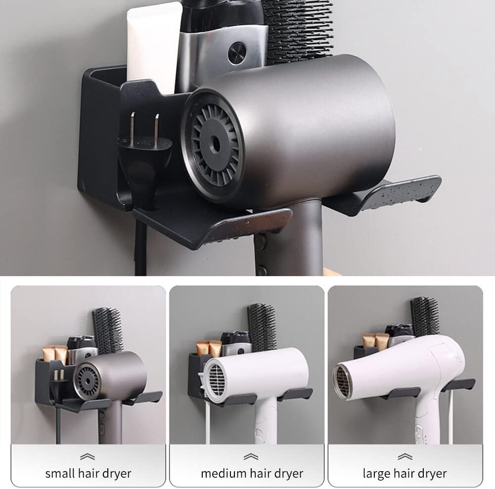 Wall Mounted Hair Dryer Holder Multi-Functional Bathroom Storage Rack Hair Tool Organizer Placement Shelf for Kitchen And Bath