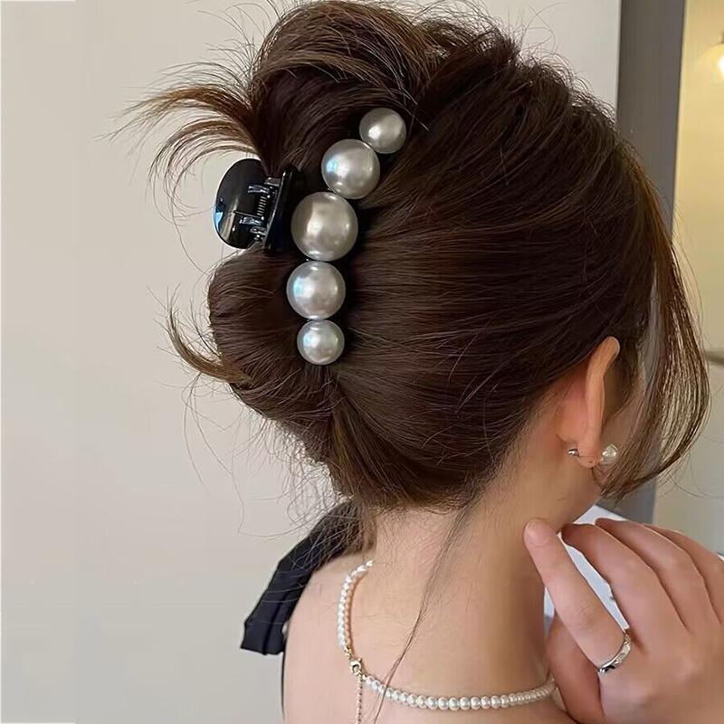 Vintage Pearl Clips Set Large Claw Korean Ponytail Big Barrettes Jaw Hairpins For Women Hair Accessories Hairgrip Gift