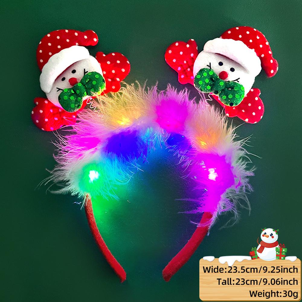 Unique And Colorful Christmas Antler Headband With Soft Plush And Lights For Creative Outfits Party
