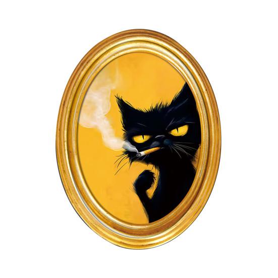 1/3/6Pcs Toast Avocado Cat Refrigerator Magnet with Oval Wooden Frame Kitten Fridge Magnet Home Kitchen Office Decoration Animal Lover Gift