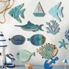 Handcrafted Wooden Fish School Wall Art Hanging Sculpture Ornaments Set For Coastal Nursery Decors Beach Theme Design