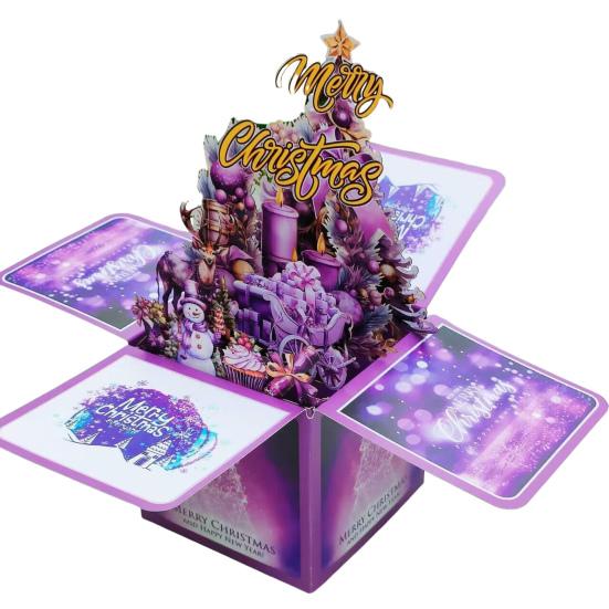 3D vyskakovací vánoční přání Ručně vyrobená 3D blahopřání Dárková krabička s obálkami Skládací přání k veselým vánočním oslavám pro rodinné přátele