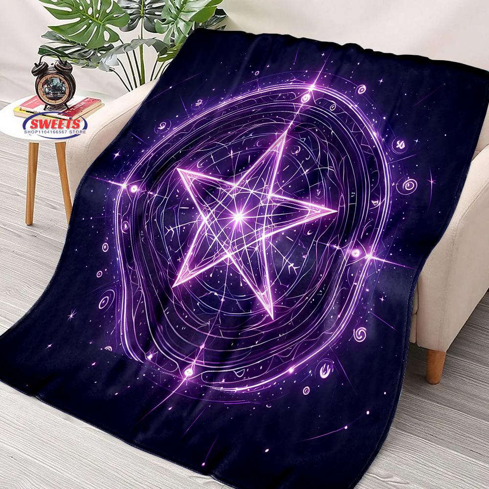 6 Size Warm and Cozy Flannel Blanket, Pentacle Symbol Goat Head Blanket, Sofa Bedroom Office Leisure Nap Cover Blanket,Nice Gift