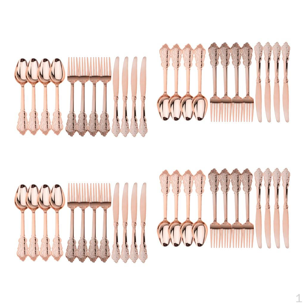 

48 шт. одноразовые пластиковые вилки, ложки, набор столовых приборов, украшения для вечеринок, розовое золото