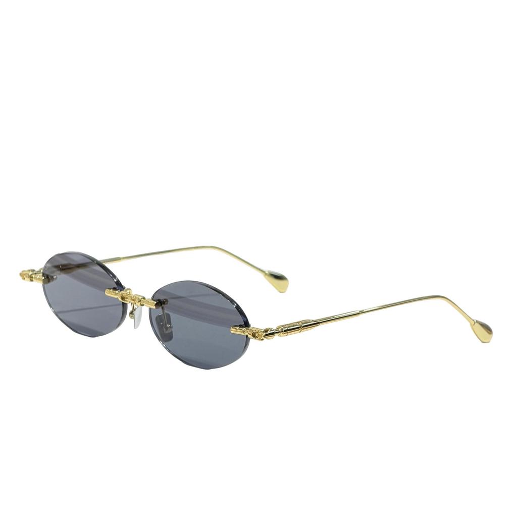 Fashionable H62 Oval Rimless Metal Sunglasses - Trendy Unisex Sun Protection for Vacation and Party