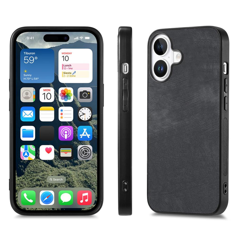 For iPhone 16 Plus Case Retro Leather+TPU Shockproof Protective Phone Cover