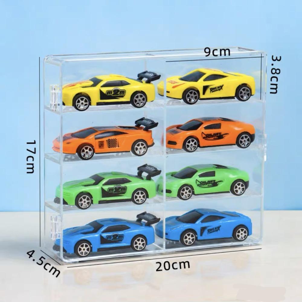 1/4pcs Stackable Car Display Box Dustproof Transparent Car Storage Box Acrylic Cabinet Rack Kids