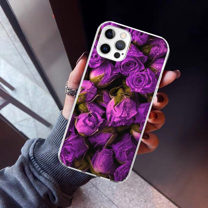 

Purple Lavender Flowers Phone Case For iPhone 17 Air 11 13 Mini 14 15 Plus 16 12 Pro Max 16E SE 7 8 Pattern Soft TPU Back Cover iPhone 16E