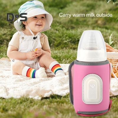 Baby Bottle Warmer Rechargeable Portable Type-C Charging Temperature Adjustable with LED Display Great Heat Retention On-the-go Baby Milk Bottle Cover