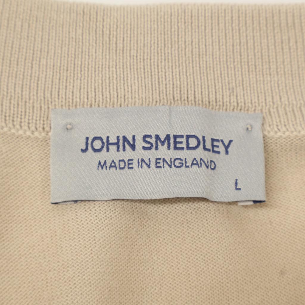 JOHN SMEDLEY SYRES Cotton High Gauge Knit Skipper Shirt tops L beigeUsed