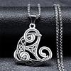 Witch Moon Crescent Triquetra Irish Knot Symbol Necklace Stainless Steel Celtic Knot Necklaces Jewelry collar acero inoxidable