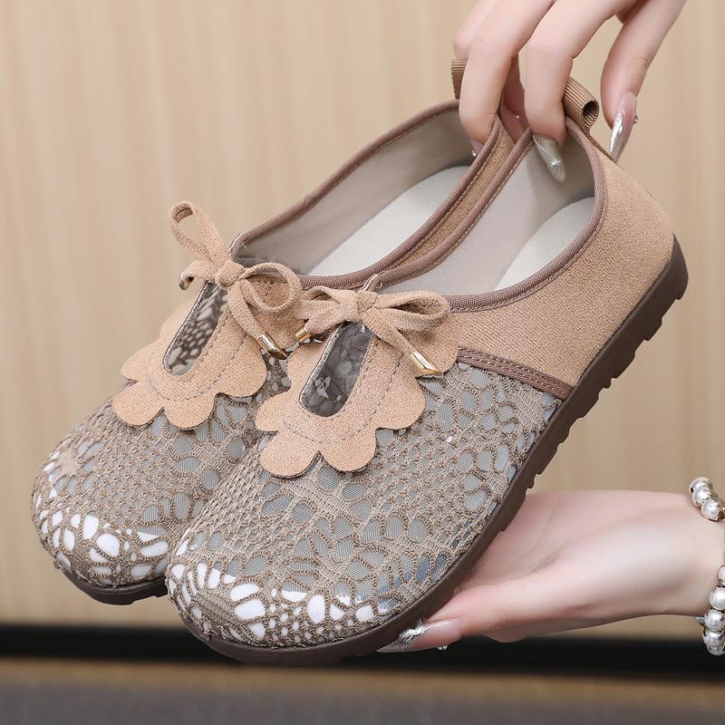 

Кружевные сетчатые туфли для рыбалки ****** и летние новые сетчатые женские туфли с плоским дном, дышащие, с**т-подошвой, туфли Doudou, старые ******* тканевые туфли для женщин 41 темный кофе