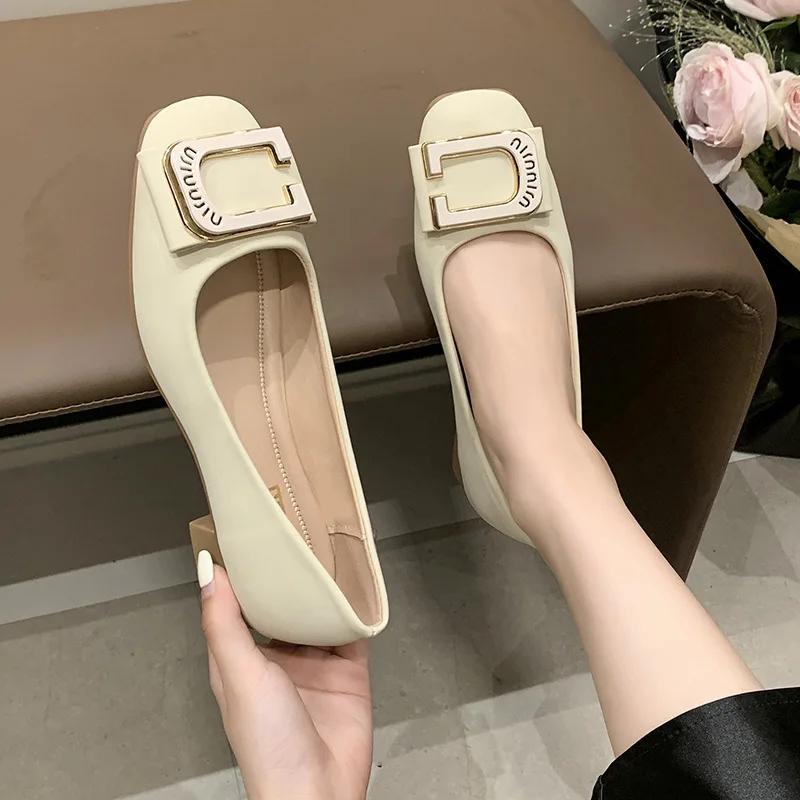 Fashion Woman Elegant Square Toe Concise Ballet Shoes Female Shallow Retro Women Mary Janes shoesComfortable Cute Loafers Lolita Shoes