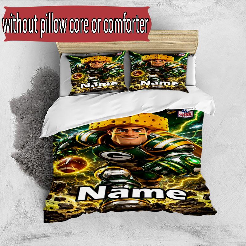 3pcs Duvet Cover Set (1*Duvet Cover + 2*Pillowcase, Without Core), Custom Name NFL Pattern Bedding Set, Home Bedroom Decor Gift