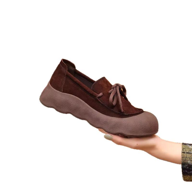 The First Layer of Cowhide Super Soft Sole Is Not Tired, Single Shoes for Women's Autumn New One-pedal Casual Doudou Shoes