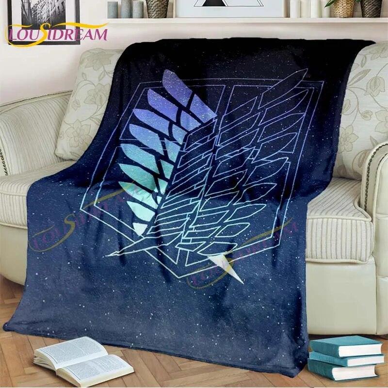 Classic Anime Blanket Attack On Titan Blanket Eren Jaeger Blanket for Bedroom Sofa Livingroom Cartoon Blanket Children's Blanket