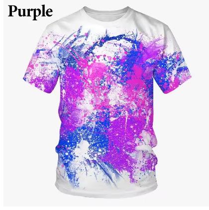 Fashion Women's T-Shirt Summer New Graffiti 3D Printed T-Shirt Color Spray Fashion Art Art Design Wide Short Sleeve Top