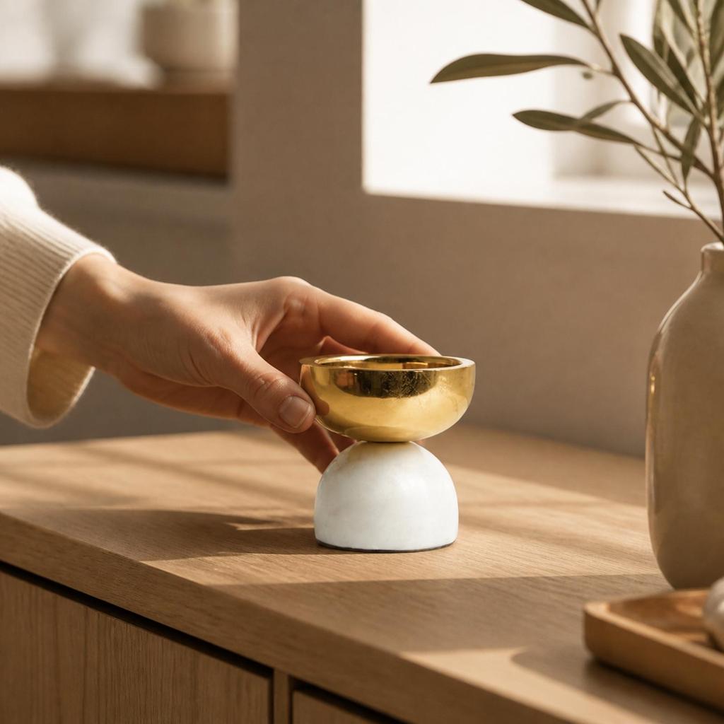 Modern Decorative Candle Holder Compact with Marble Base Sturdy