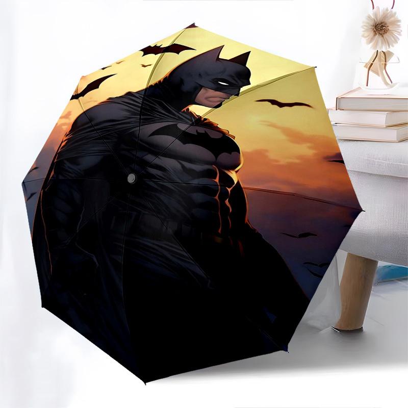 1pc Batman Night Automatic Folding Umbrella - Compact 8-Rib Design, Durable Plastic & Iron1297L