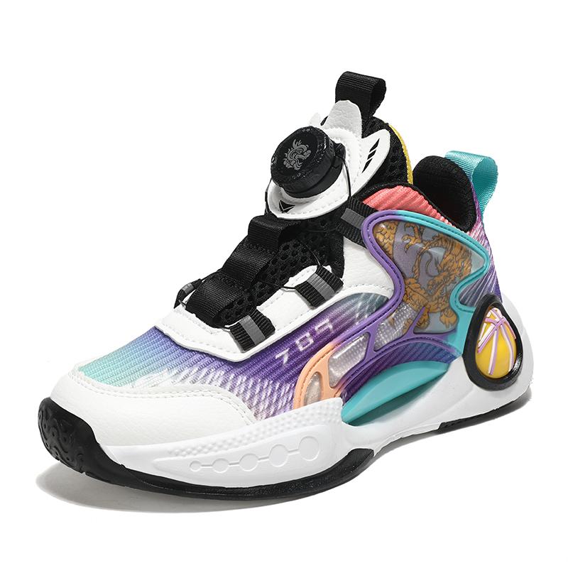 Hot Selling Children's Basketball Shoes High Top Comfortable Sneakers Breathable Rotating Buckle Warm Kids Outdoor Casual Shoes