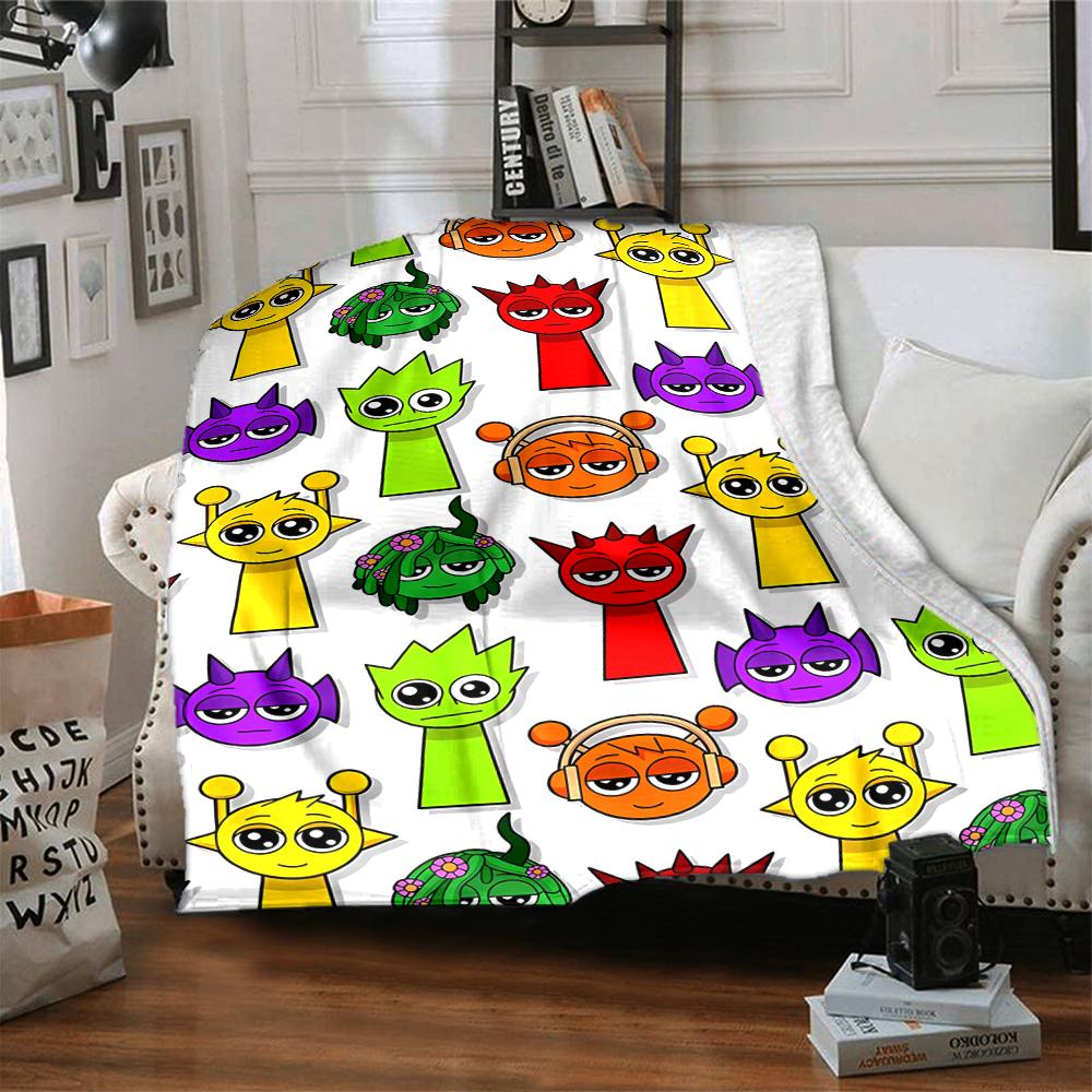 Coperta stampata a tema Sprunki - Perfetta per divano, letto, viaggi e uso all'aperto | Lavabile in lavatrice, accogliente e resistente.