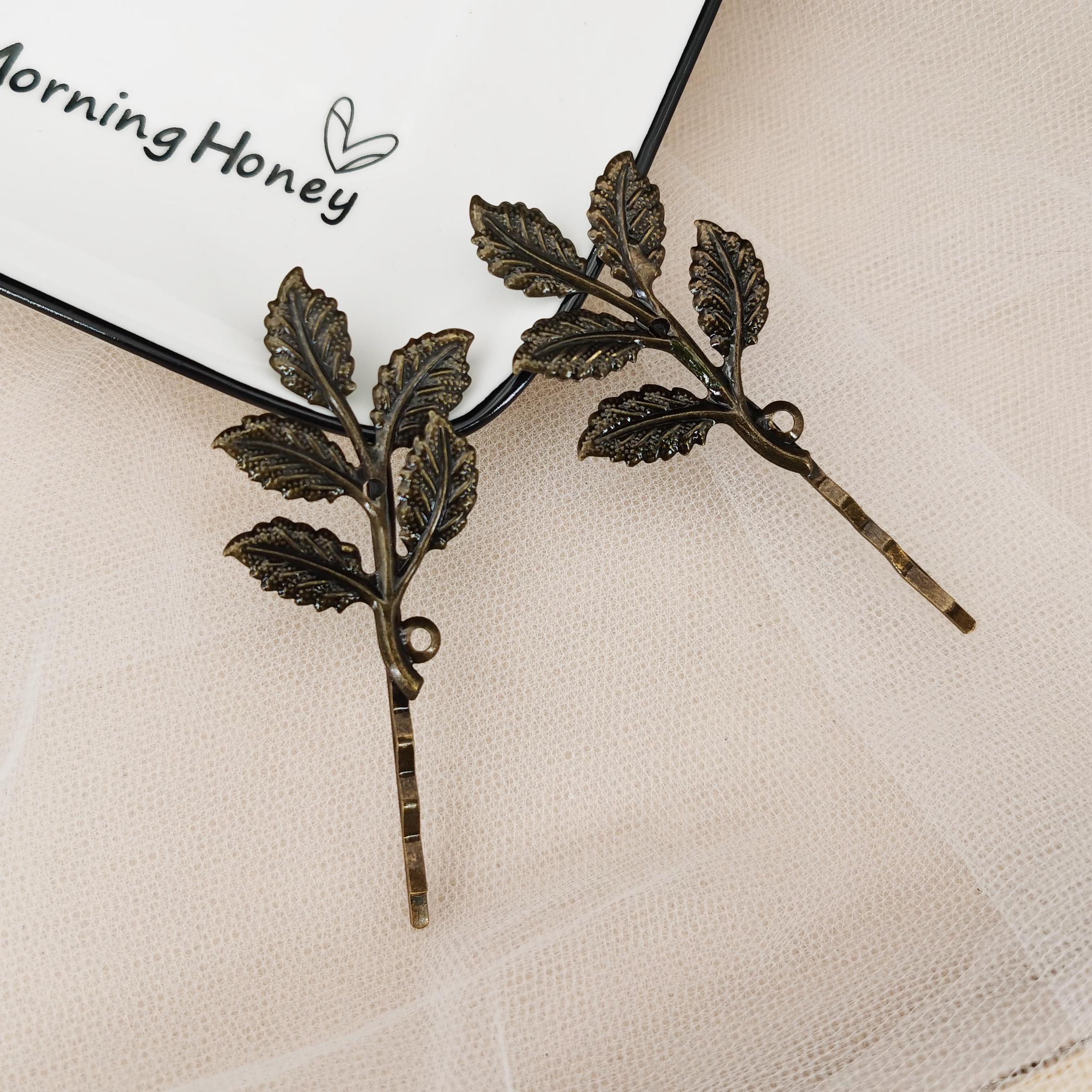 

Металлическая заколка для волос в виде золотого листа, женская заколка-автомат, цветы, стразы, аксессуары, украшения, подарки