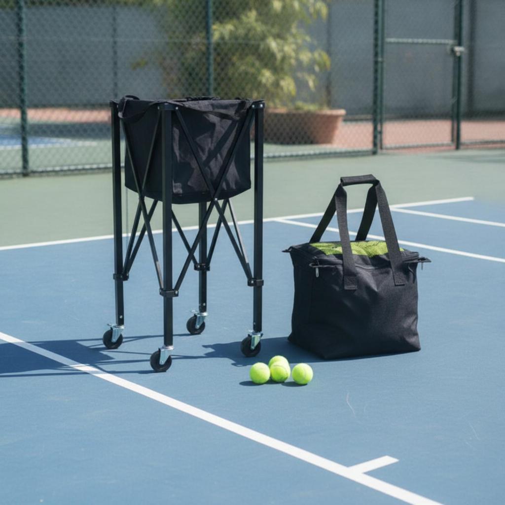 Tennis Ball Pickup Cart Compact with Wheels Sturdy for Coaches