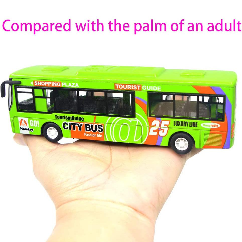 1/32 Scale City Double Decker Bus Toy Die Cast Pull Back Vehicles Mini Bus Model Car Toys Lights and Music