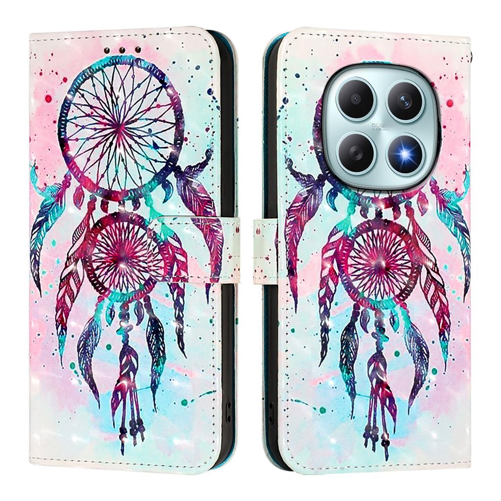 Dla Xiaomi Poco M8 5G/Redmi Note 15 5G (Światowy)/15 4G (Światowy) Skórzane etui z nadrukiem wzoru Portfel Stojak Pokrowiec na telefon komórkowy ze smyczą