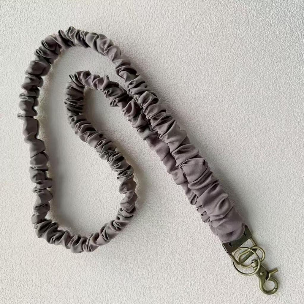 Handmade Elastic Phone Lanyard with Pleated Fabric and Neck Strap for Work ID